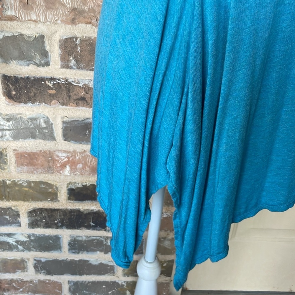 Max Edition Pleated Halter Neck Swing Top Teal Blue Polished Jersey Knit Large - Picture 5 of 13